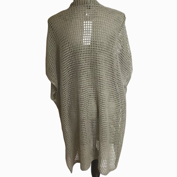 EILEEN FISHER Organic Linen Duster Cardigan Natural Sleeveless Relaxed Fit NWT - Picture 4 of 10